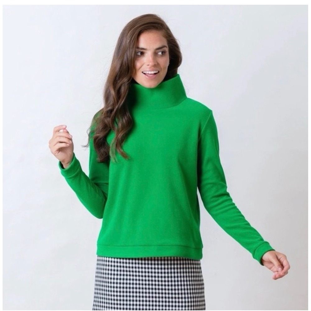 Dudley Stephens Park Slope Kelly Green Fleece Turtleneck Pullover Top Small